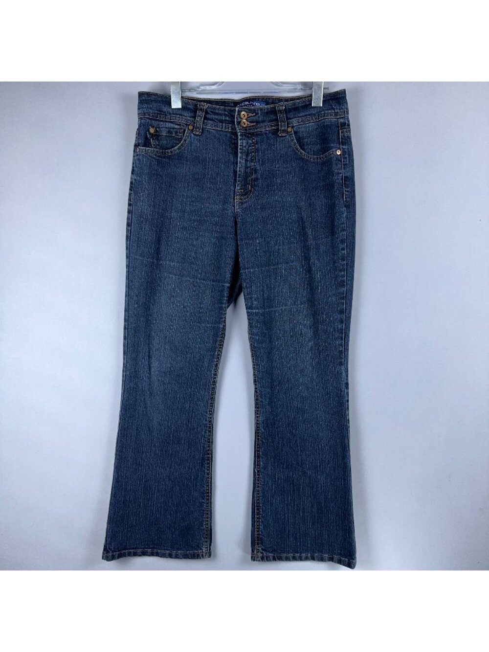 BandolinoBlu Arianna Bootcut Jeans Women Size 14 Petite High Rise Dark Wash Blue